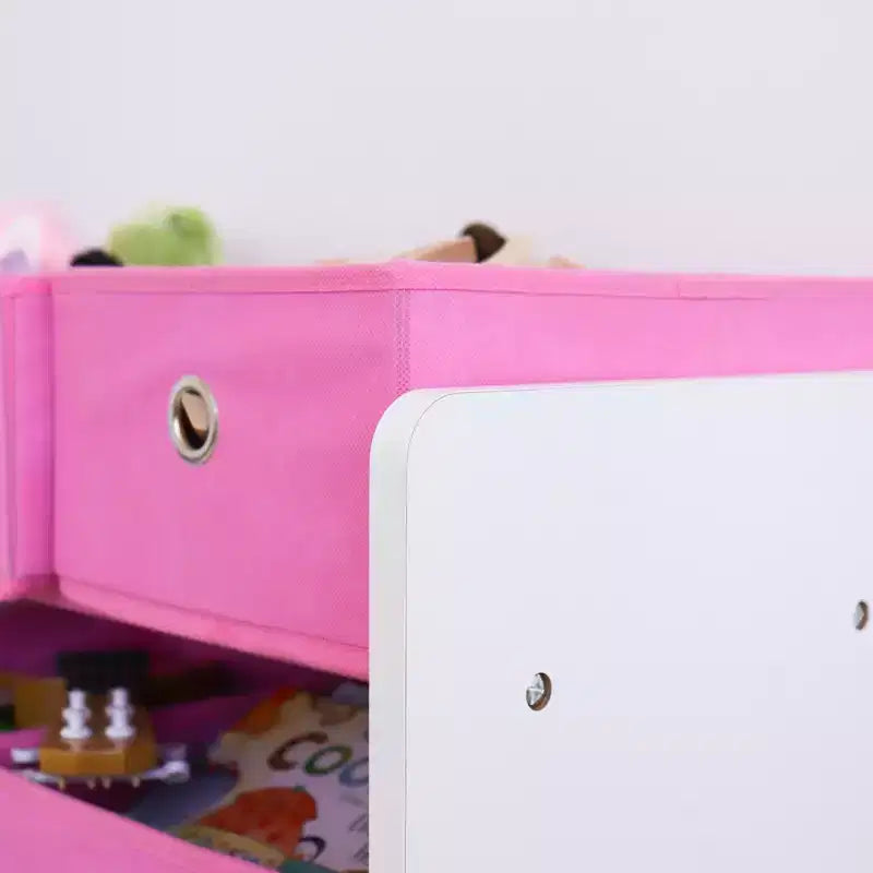 Organizzatore portagiochi per bambini con 9 contenitori pieghevoli in tessuto – Bianco e Rosa