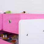 Organizzatore portagiochi per bambini con 9 contenitori pieghevoli in tessuto – Bianco e Rosa
