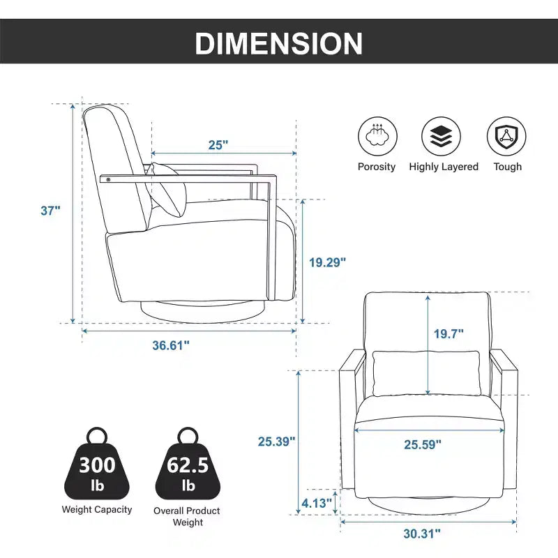 Poltrona Girevole a 360° con Rivestimento in Similpelle