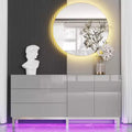 AMERLIFE High Gloss Electroplated Sideboard Buffet with LED Lights