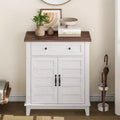 Rustic Storage Cabinet 31.5 Adjustable 3-Tier, Farmhouse Entryway Organizer with Slatted Doors