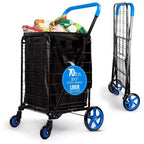 SereneLife Small Foldable Shopping Cart with Removable Liner (SLSPCART55) - Blue