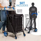 Carrello Spesa Pieghevole con Fodera Rimovibile – Blu