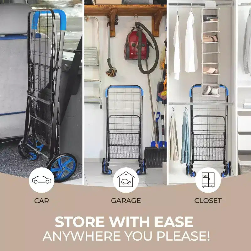 Carrello Spesa Pieghevole con Fodera Rimovibile – Blu