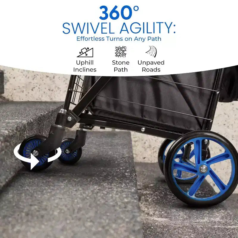 Carrello Spesa Pieghevole con Fodera Rimovibile – Blu