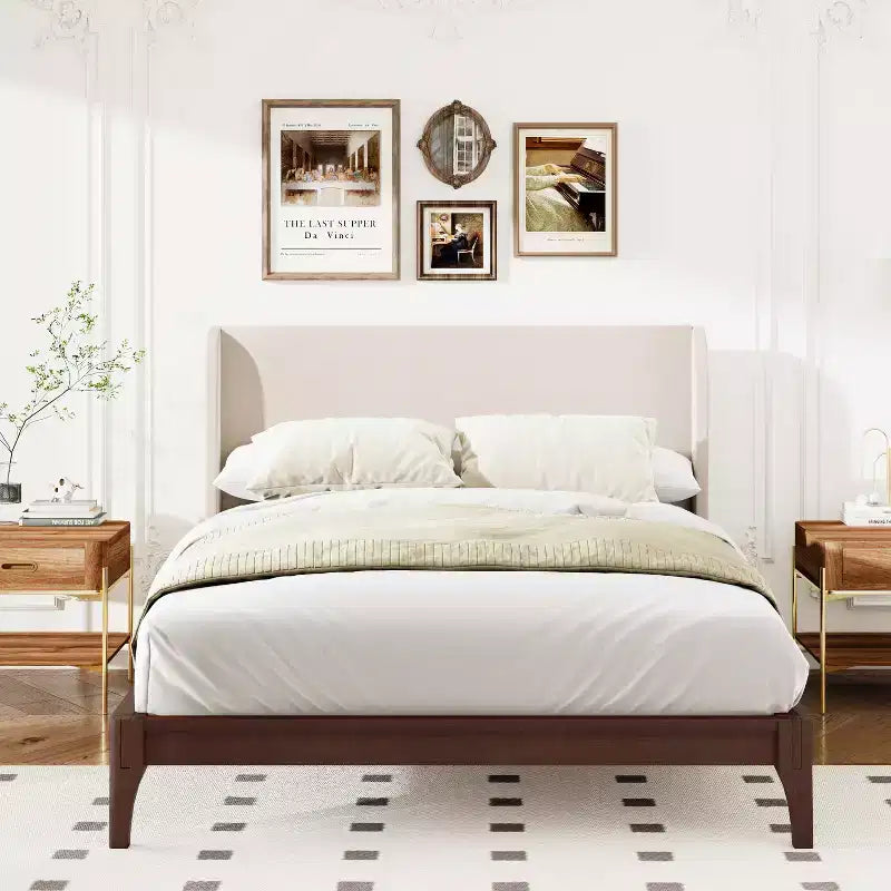 Struttura letto in bambù con testiera imbottita – King & Queen