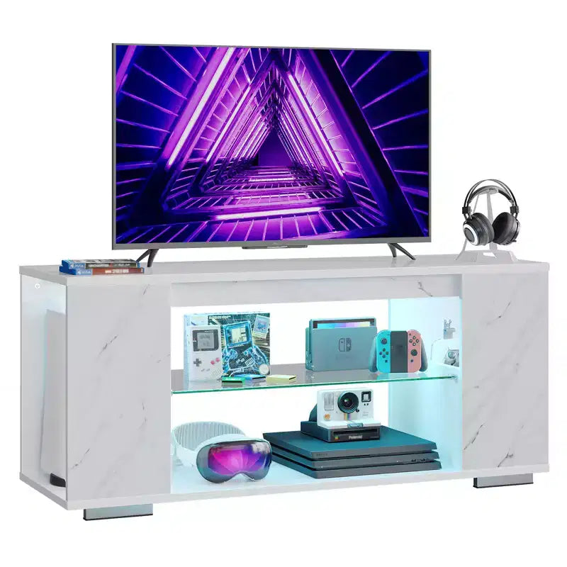 Mobile TV lucido da 47 pollici con luci LED e ripiani aperti