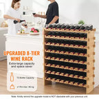 Portabottiglie da vino in bambù da 72 bottiglie – Espositore modulare a pavimento a 8 livelli