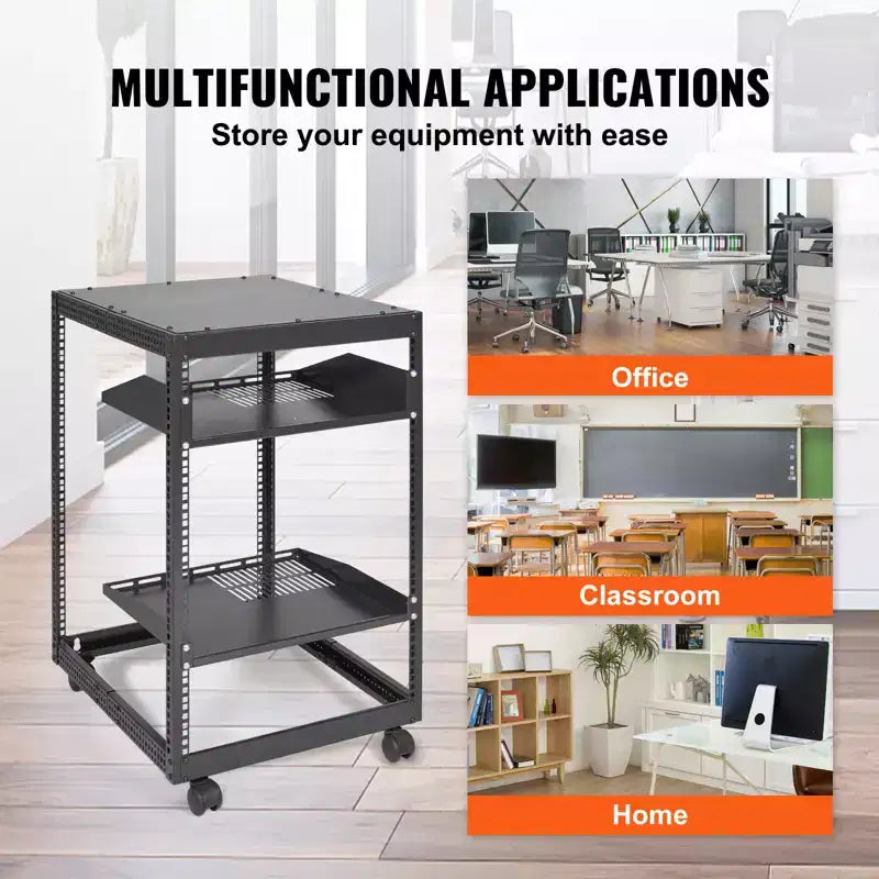 Armadio rack server open frame 15U – Profondità regolabile 23"–40", capacità 500 libbre