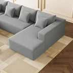 Divano sezionale a U in velluto a coste con 8 cuscini decorativi – Grigio scuro