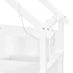 Letto a piattaforma a forma di casa a grandezza naturale con luci LED e vano portaoggetti