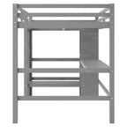 Letto a soppalco full size con scrivania e scaffali integrati