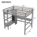 Letto a soppalco full size con scrivania e scaffali integrati
