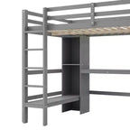 Letto a soppalco full size con scrivania e scaffali integrati