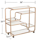 Carrello Bar Art Déco Specchiato con Ruote Bloccabili – Finitura Oro