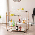 Carrello Bar Art Déco Specchiato con Ruote Bloccabili – Finitura Oro