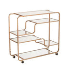 Carrello Bar Art Déco Specchiato con Ruote Bloccabili – Finitura Oro