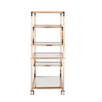 Carrello Bar Art Déco Specchiato con Ruote Bloccabili – Finitura Oro
