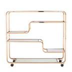 Carrello Bar Art Déco Specchiato con Ruote Bloccabili – Finitura Oro