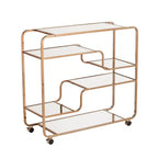 Carrello Bar Art Déco Specchiato con Ruote Bloccabili – Finitura Oro