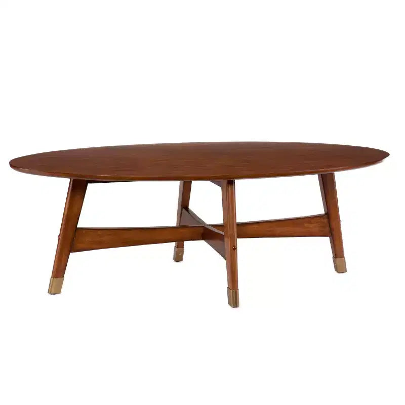 Tavolino da caffè ovale Mid-Century Modern – Marrone