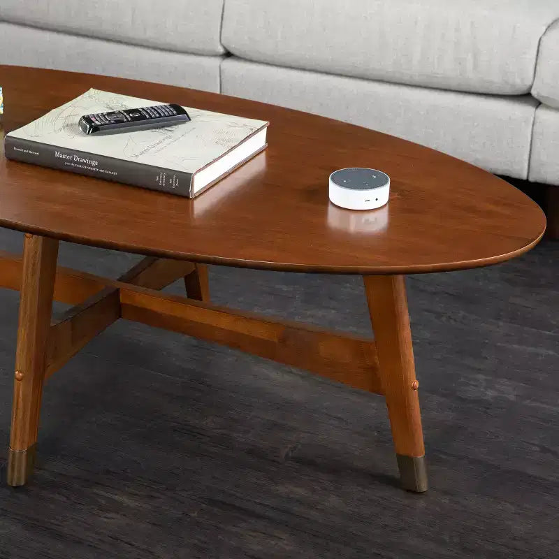 Tavolino da caffè ovale Mid-Century Modern – Marrone