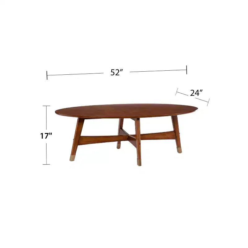 Tavolino da caffè ovale Mid-Century Modern – Marrone