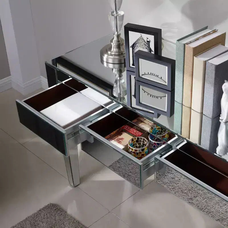 Scrivania Glam a specchio con cassetti