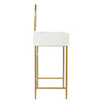 Toeletta con Specchio e Cassetto – Oro e Bianco