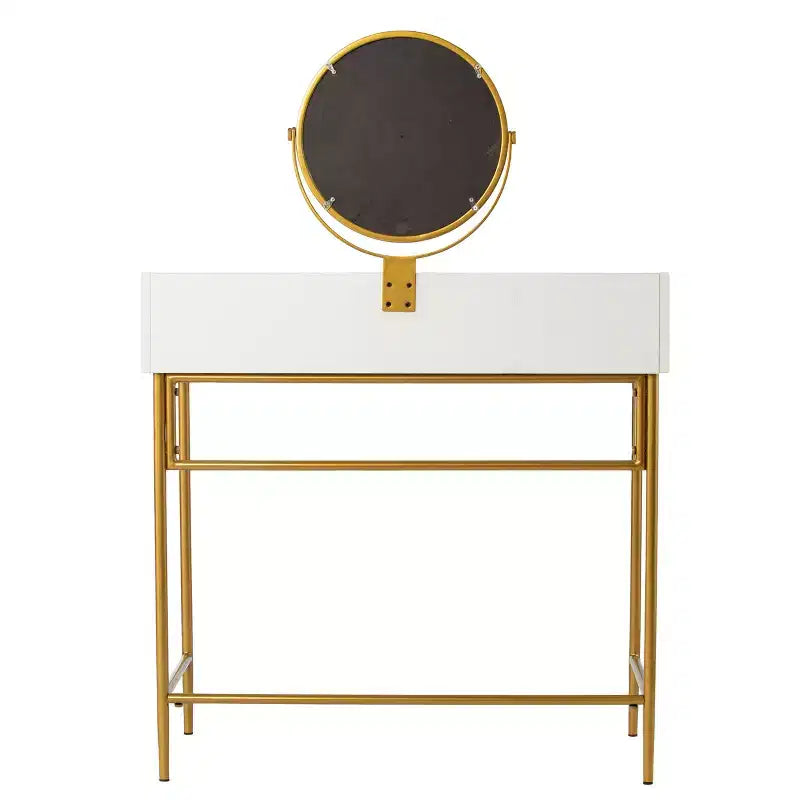 Toeletta con Specchio e Cassetto – Oro e Bianco