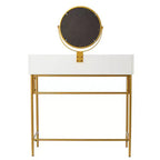 Toeletta con Specchio e Cassetto – Oro e Bianco