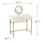 Toeletta con Specchio e Cassetto – Oro e Bianco