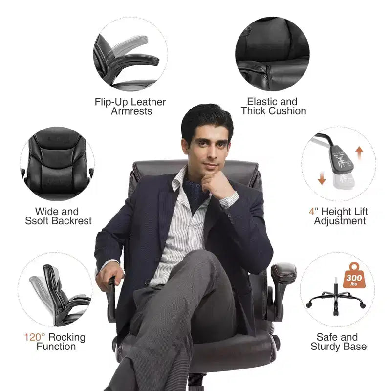 Sedia da ufficio ergonomica con braccioli ribaltabili e supporto lombare