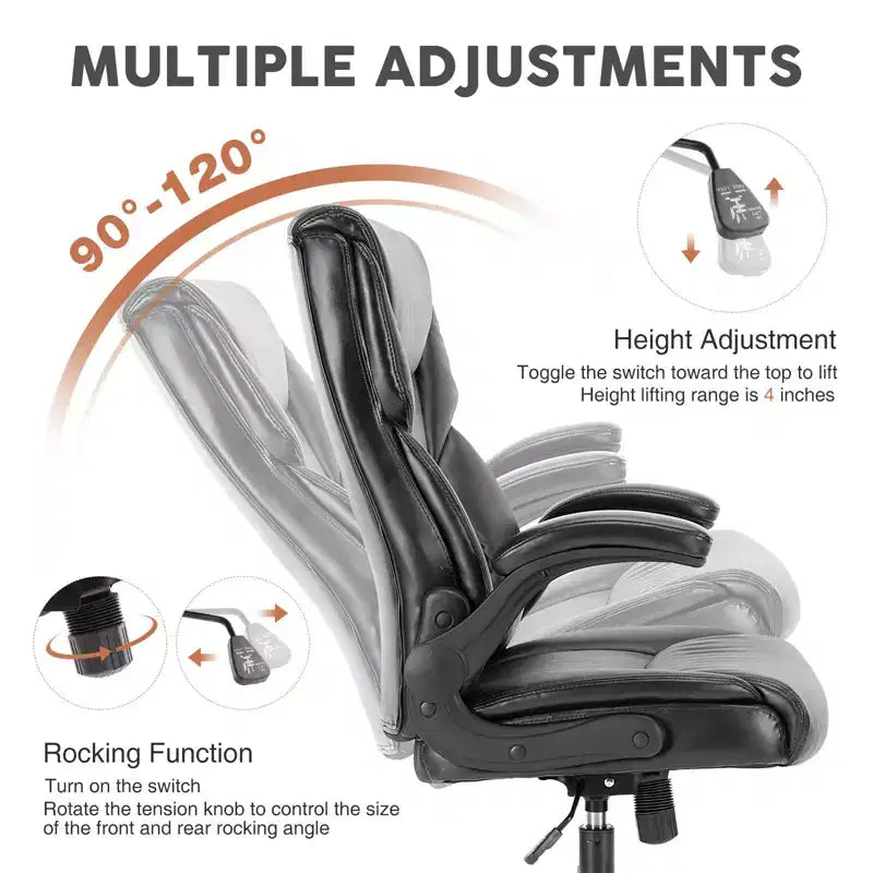 Sedia da ufficio ergonomica con braccioli ribaltabili e supporto lombare