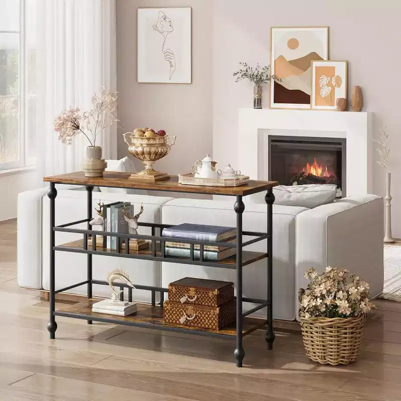 Tavolo consolle da 43 pollici con contenitore e ripiani aperti