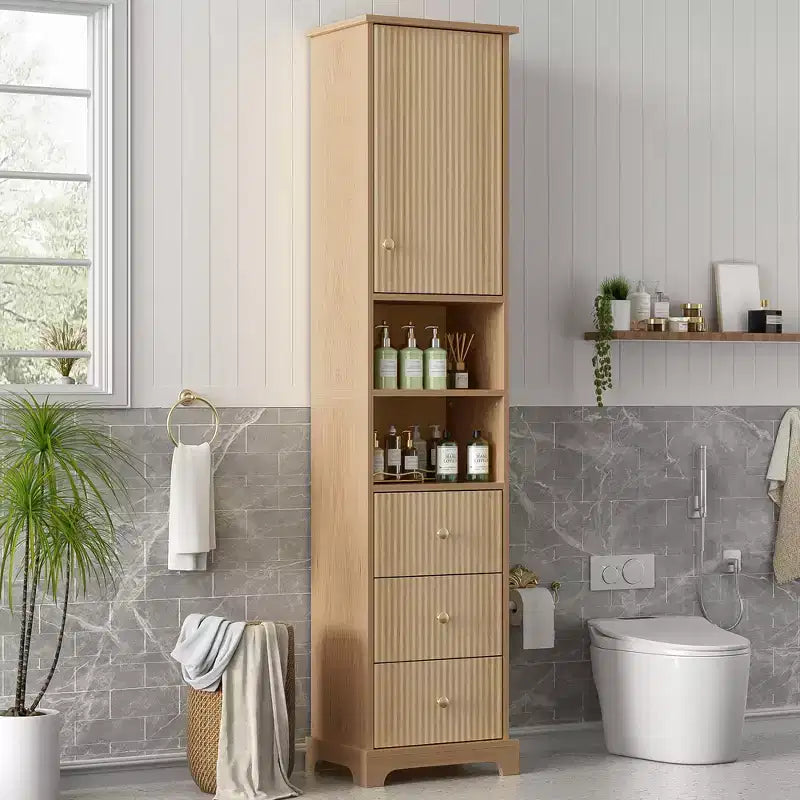 Mobiletto bagno a colonna da 172 cm con cassetti e ripiano regolabile