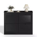 GustoWave Large Shoe Storage Cabinet with 4 Flip Drawers,with Hooks and Storage, Hidden Shoe Organizer for Foyer, Hallway, Living Room
