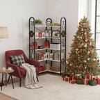 Homy Casa 5-Tier Corner Bookshelf with Metal Frame, Space-Saving Storage Rack for Living Room or Office