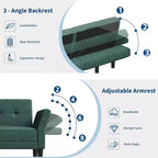 Divano letto futon convertibile con schienale e braccioli regolabili