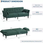 Divano letto futon convertibile con schienale e braccioli regolabili