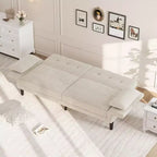 Divano letto futon convertibile con schienale e braccioli regolabili