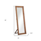 Specchio a figura intera da appoggio con cornice e supporto in legno
