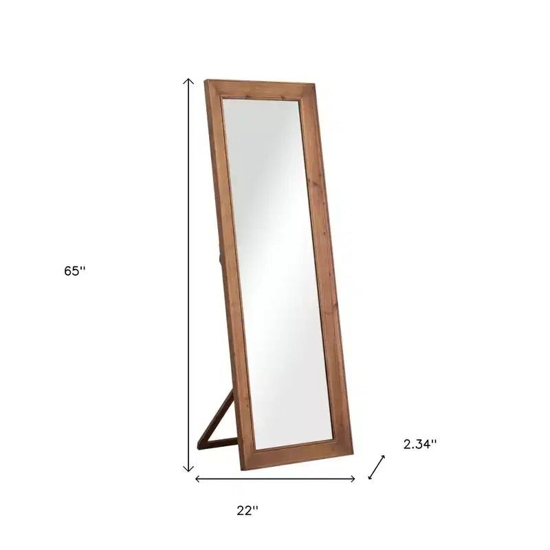 Specchio a figura intera da appoggio con cornice e supporto in legno
