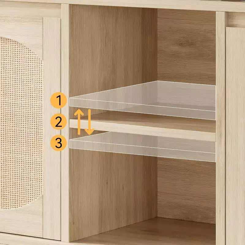 Madia in Rattan con Ante e Ripiani Regolabili