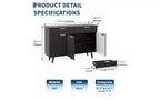 Credenza a buffet da 47" con ante scanalate e cassetti – Nero