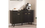Credenza a buffet da 47" con ante scanalate e cassetti – Nero