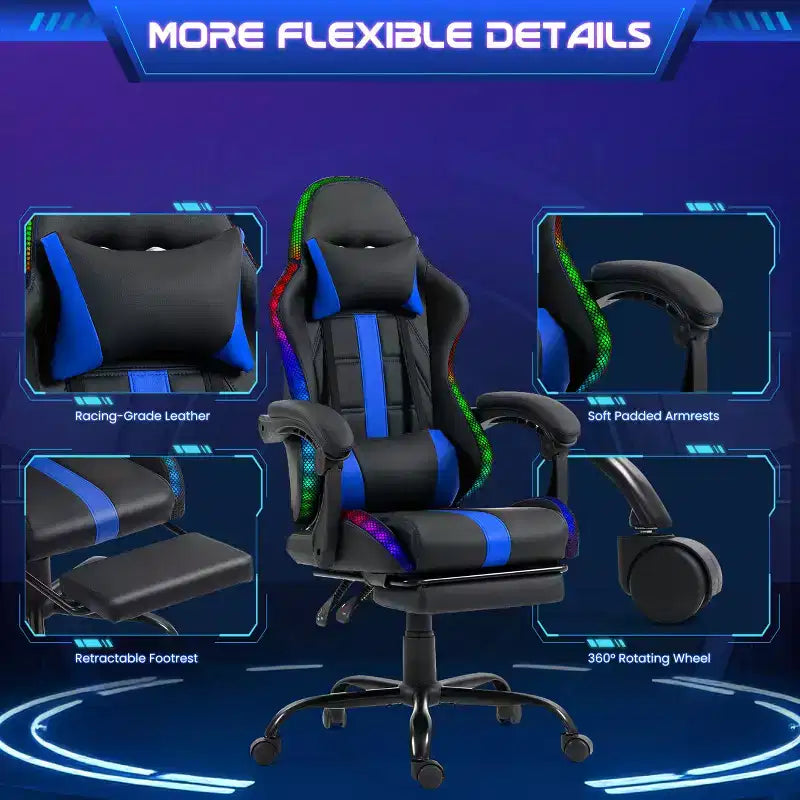 Sedia da gaming con massaggiatore e poggiapiedi