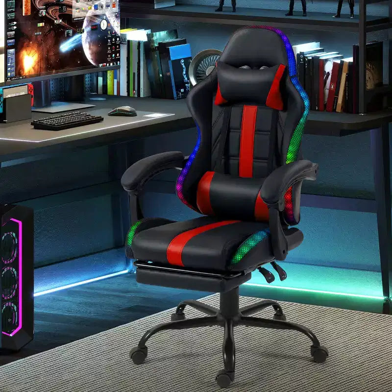 Sedia da gaming con massaggiatore e poggiapiedi