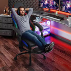 Sedia da gaming con massaggiatore e poggiapiedi
