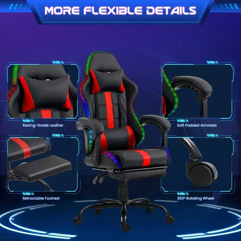 Sedia da gaming con massaggiatore e poggiapiedi